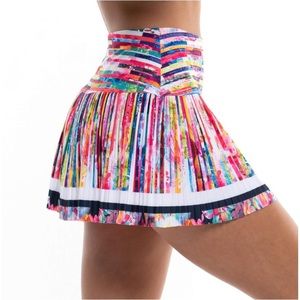 Lucky in Love Womens Techno Stripe Pleated Tennis Skort - Size Large (12)